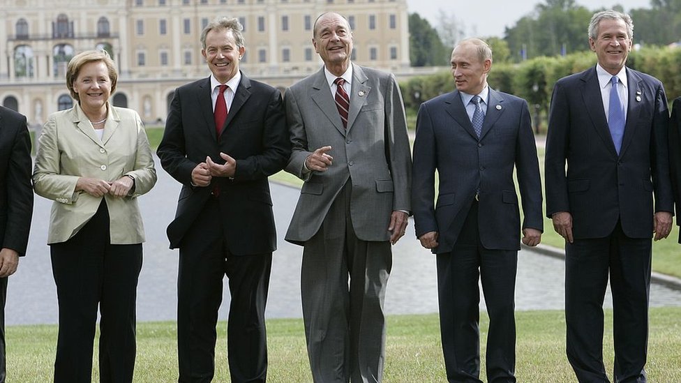 Angela Merkel, Toni Bler, ak irak, Vladimir Putin i Dord Bu fotografisali su se na samitu G8 u Sankt Peterburgu 2006. godine/Getty Images
