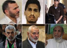 Od vrha s leva: Marvan Isa, Mihamed Deif, Abdula Bargoti, Jahja Sinvar, Ismail Hanijeh i Mahmud Zahar/BBC