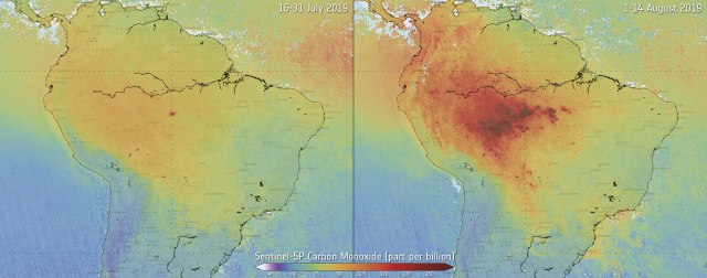 Emisija CO2 iznad Brazila nakon velikih požara/Tanjug/European Space Agency via AP