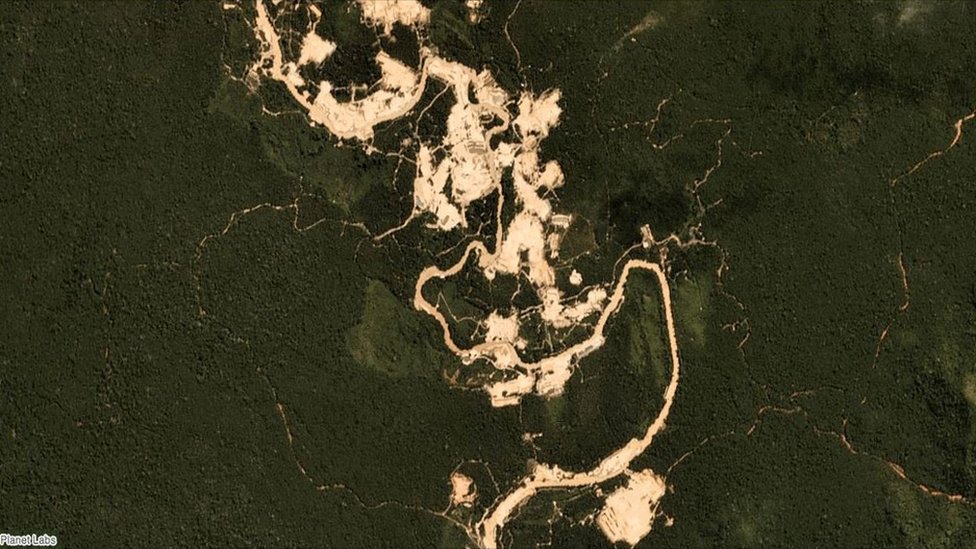 Ekoloka teta usled nelegalnog rudarenja na zamlji plemena Kajapo - satelitska slika/Planet Labs
