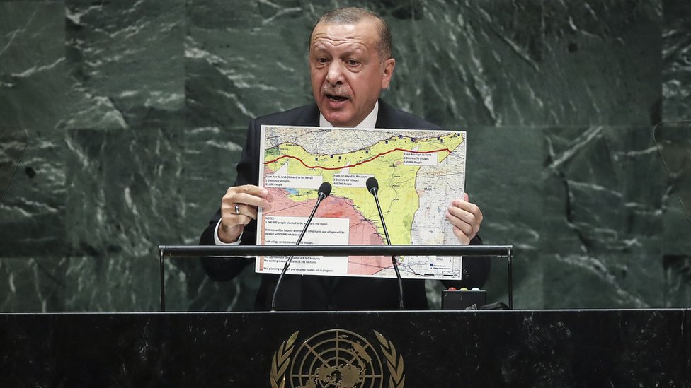 Turski predsednik Erdogan govorio je o nameri da stvori &sigurnu zonu& unutar Sirije u Generalnoj skuptini UN 24. septembra/Getty Images