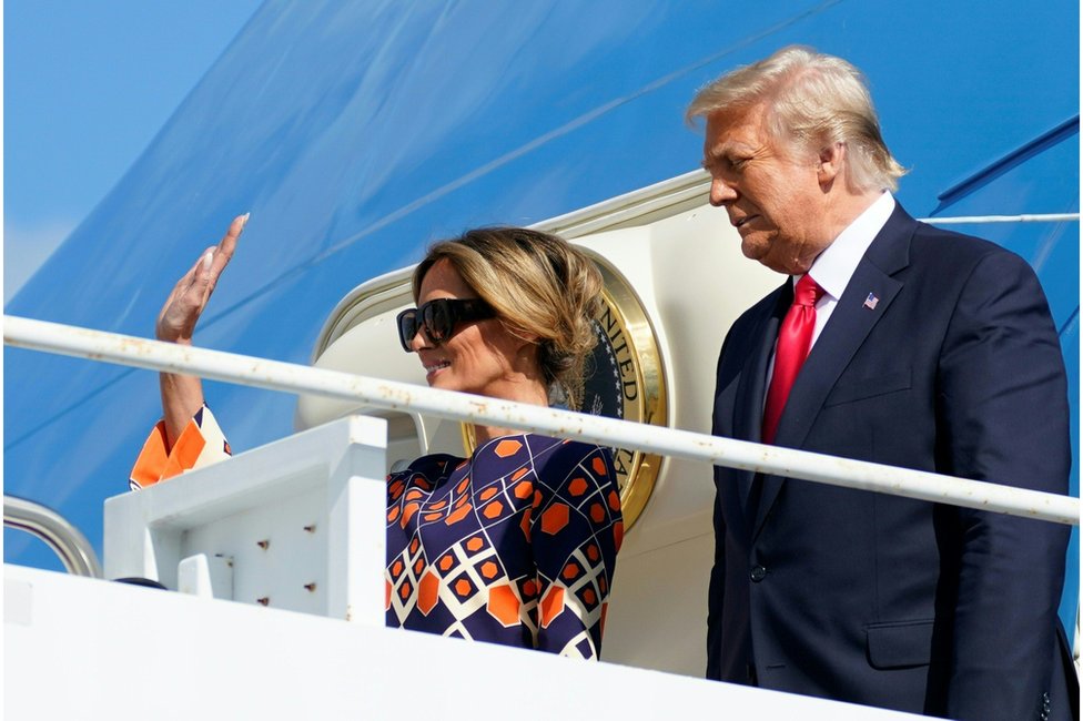 Donald i Melanija Tramp po dolasku na Floridu./Alex Edelman / Getty Images