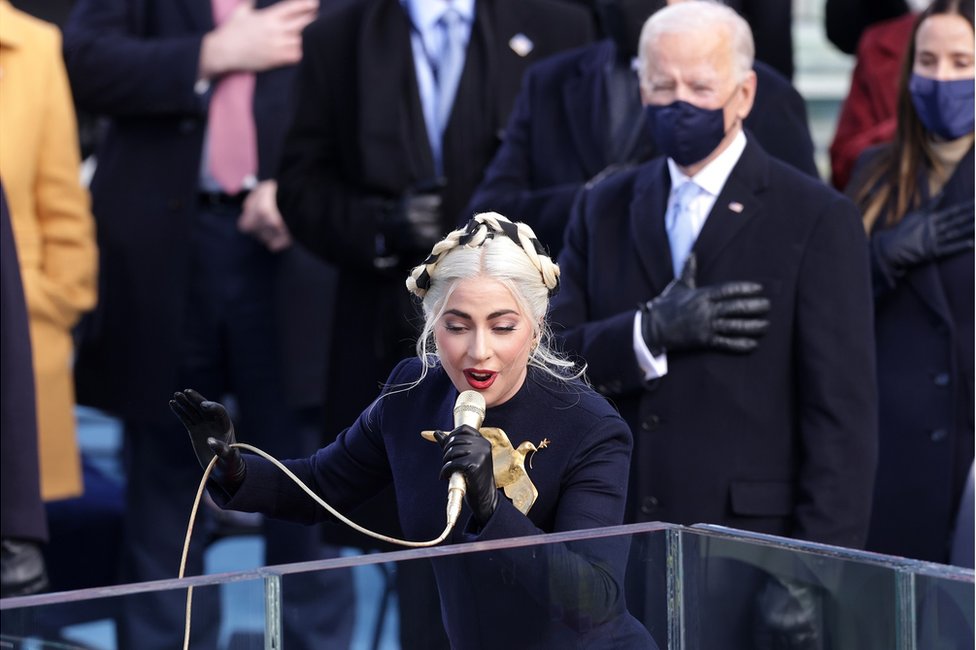 Lejdi Gaga je izvela himnu./Alex Wong / Getty Images