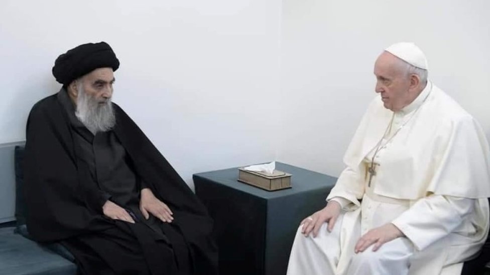 Veliki ajatolah al-Sistani i papa Franja na sastanku u subotu/Reuters