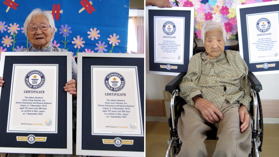 Umeno Sumijama i Kume Kodama sa sertifikatima/Guinness World Records