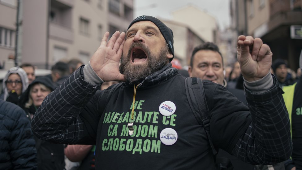 Protest u Loznici u ponedeljak 29. novembra/BBC\Vladimir Zivojinovic