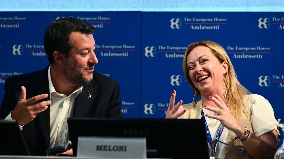 Koalicija ore Meloni, Matea Salvinija (levo) i desnog centra eli da osvoji veinu u parlamentu/Getty Images