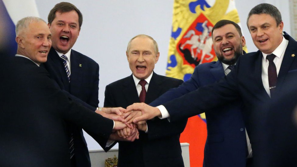 Putin i proruski lideri okupiranih ukrajinskih regiona/Getty Images