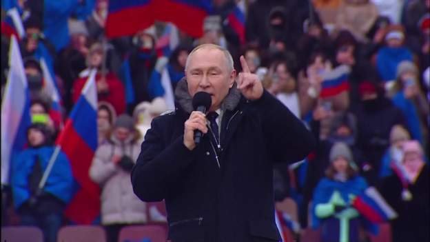 Putin na mitingu u Moskvi 22. februara 2023./Reuters