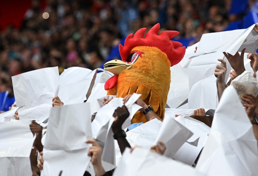 Francuski navija je u kostimu petla doao na stadion - svaka ast ako se nije skuvao/REUTERS/Carmen Jaspersen